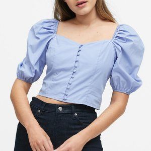 NWT Banana Republic Periwinkle Puff Sleeve Crop Top
